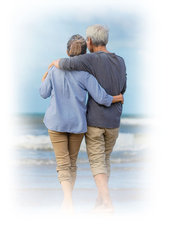 Couple walking on the beach